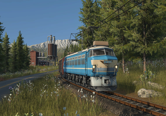 Um trem de passageiros serpenteia por uma paisagem temperada, uma das quatro zonas climáticas em que os jogadores constroem seus jogos.