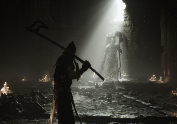 Atmosphärische Krypten und geheimnisvolle antike Statuen tragen zur düsteren Fantasy-Atmosphäre des Spiels bei.
