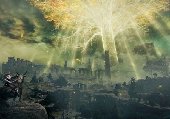 The Erdtree sits at the center of both the map and the story, visible from almost anywhere in the Lands Between. 