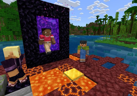 An active Nether portal used for traveling between dimensions